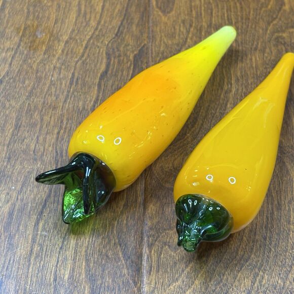 Murano style glass Vegetable 7.5" Two Carrots Handblown paper‎ weight decor - Picture 1 of 10